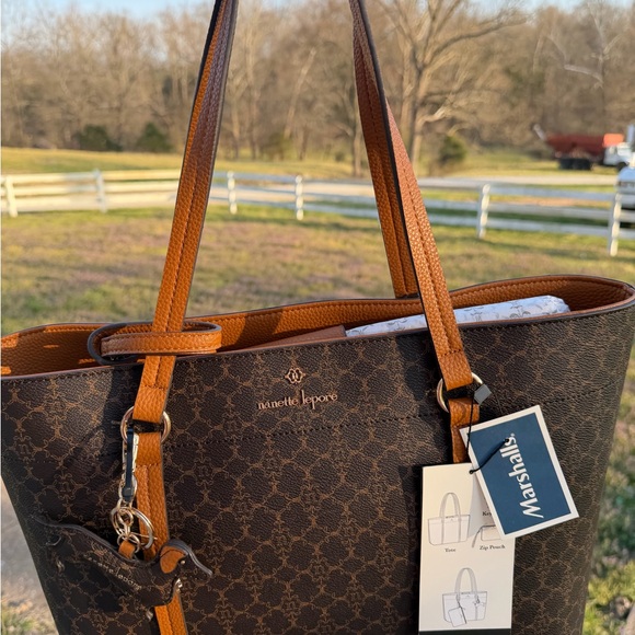 Nanette Lepore Handbags - Nanette Lepore Brown Tote with Tan Straps